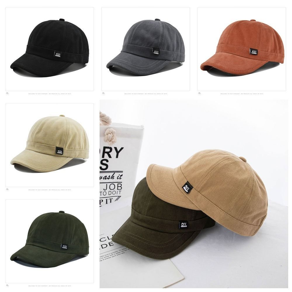 Japanese Style Short Brim Baseball Cap Solid Color Peaked Cap Versatile Sun Hat Outdoor