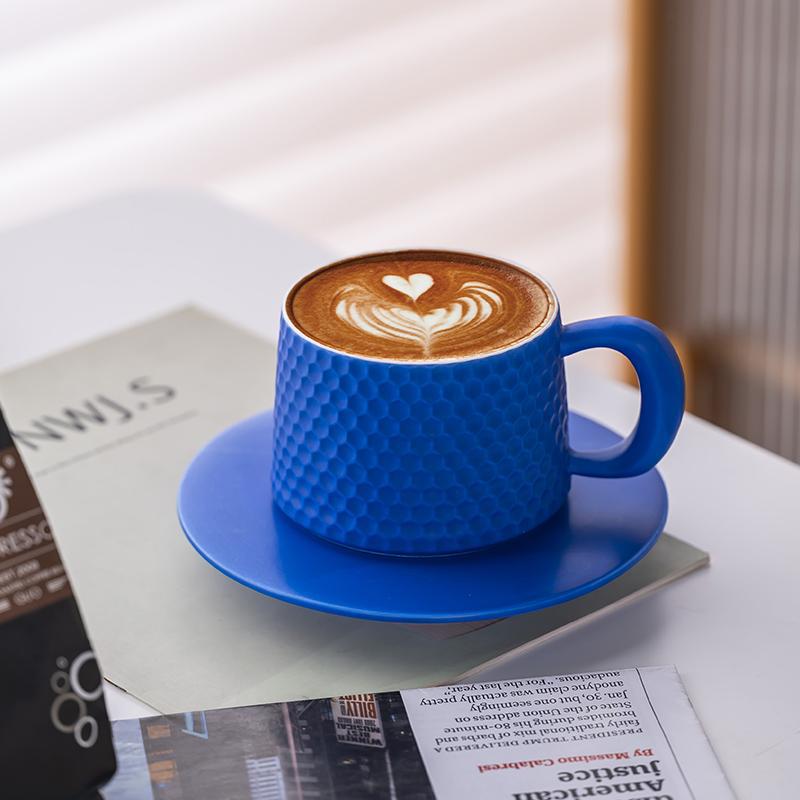 Minimalist Ceramic Coffee Cup & Saucer Set - Light Luxury for Home or Office