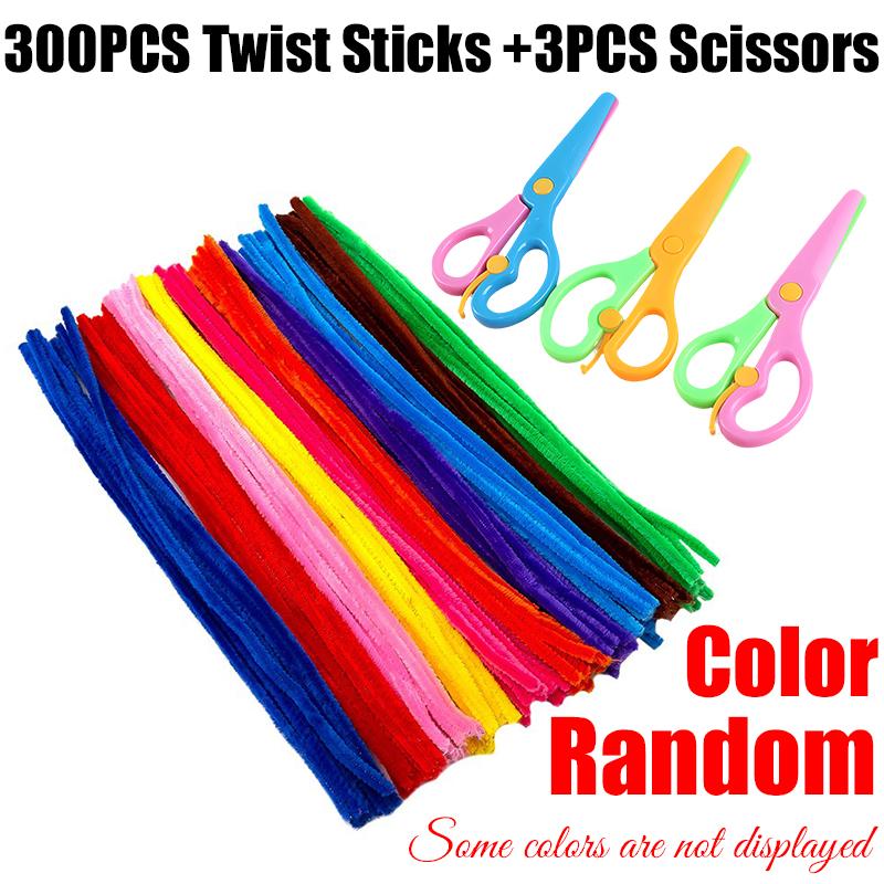 303/505PCS Handcraft Set Colorful Chenille Stems Twist Sticks Pipe Cleaner with Plastic Scissors Creative Art DIY Stationery ZYF