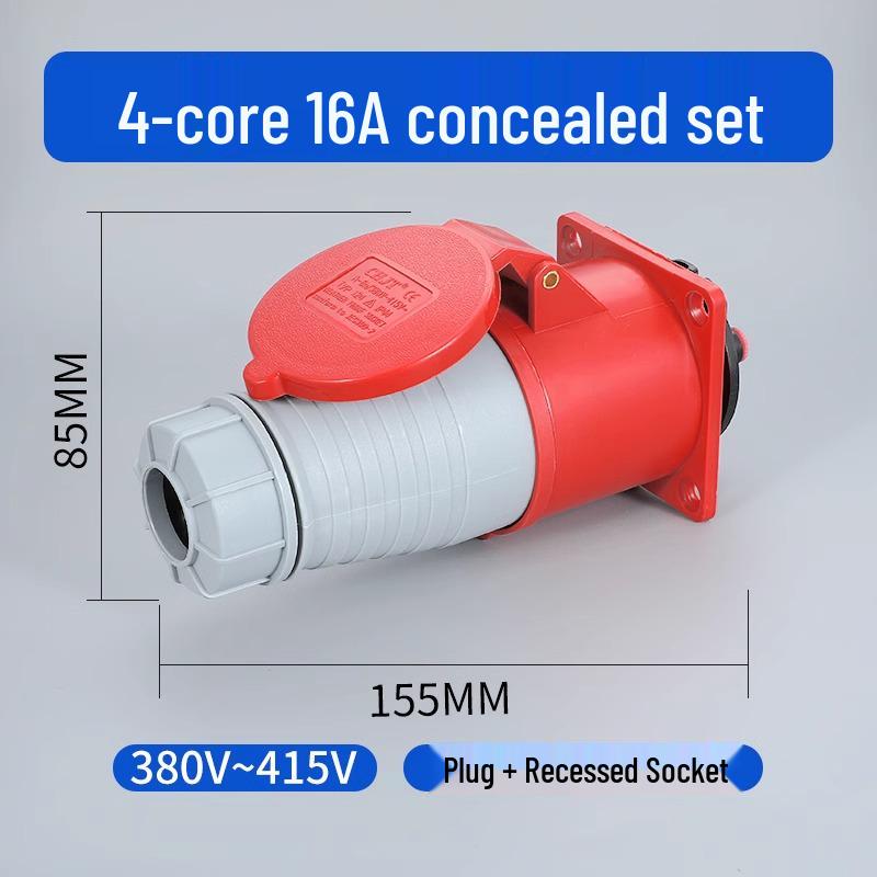 Waterproof 3-Pin 5-Hole Industrial Socket Connector (16A/32A) - Male-Female Mating, Non-Explosion-Proof.