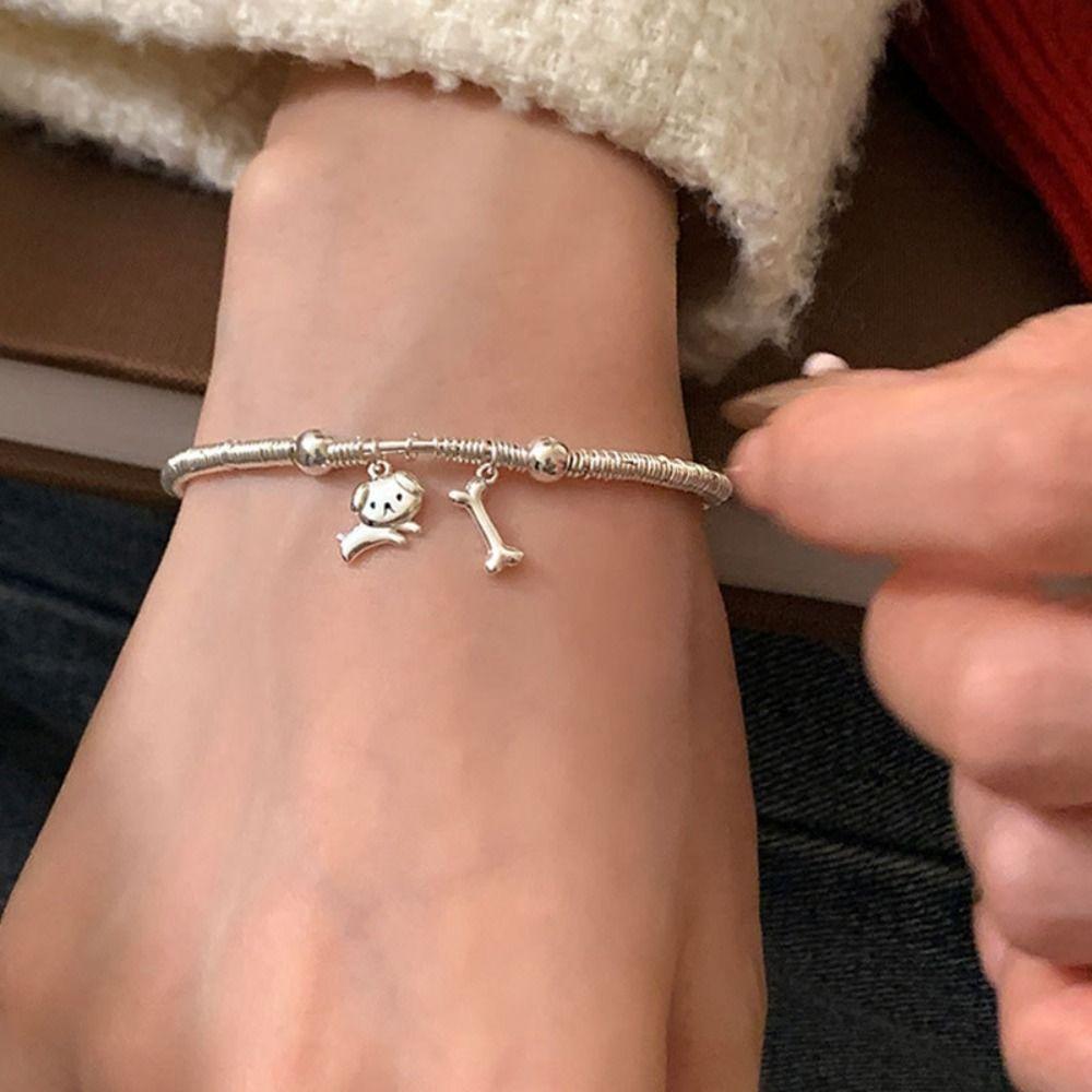 2PCS Cute Cat Fish Bracelet Lovers Friends Metal Beaded Bracelet Cute Dog Bracelets  Friendship