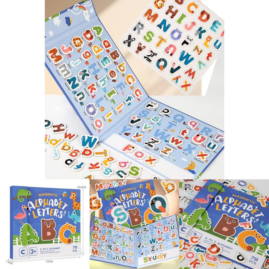 Wooden Childrens Educational Animal Alphabet Magnetic Card Set For Early Learning Toys