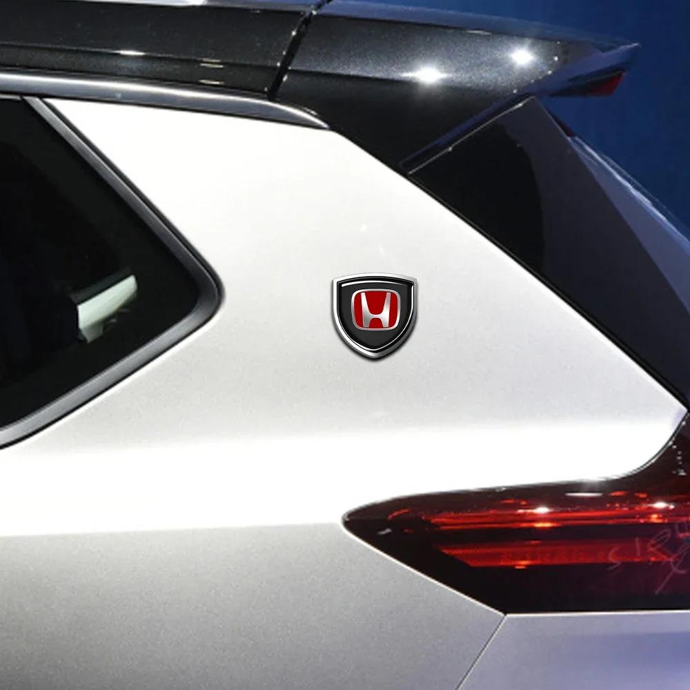 For Honda Car Metal Sticker Custom Shield Car Rear Trunk Shield Emblem Badge Sticker For Honda Civic FIT Accord Prelude CRV 5th