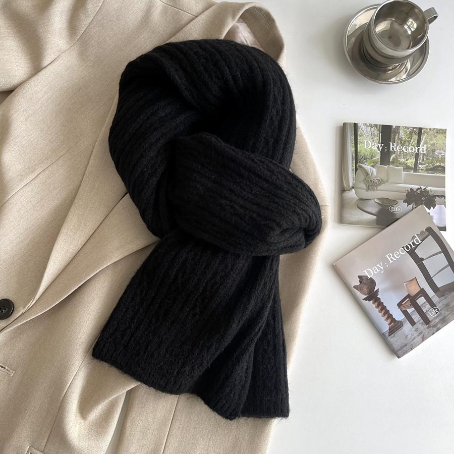 Premium sense~ Blended solid color plain color winter twist wool knitted scarf couple scarf