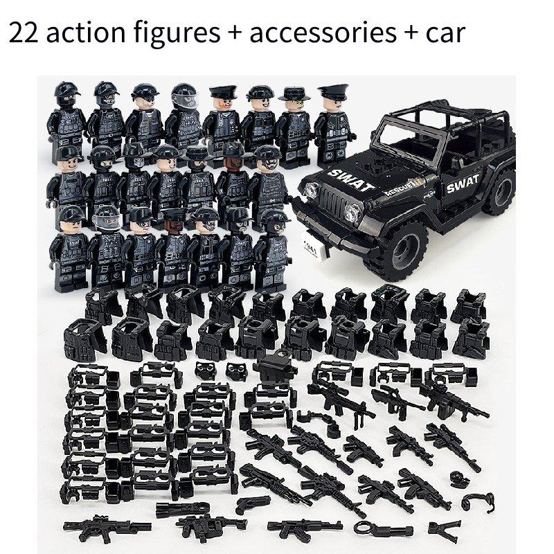 

22pcs Military Soldier Black Swat Figures Assembling Toy Set Block Building