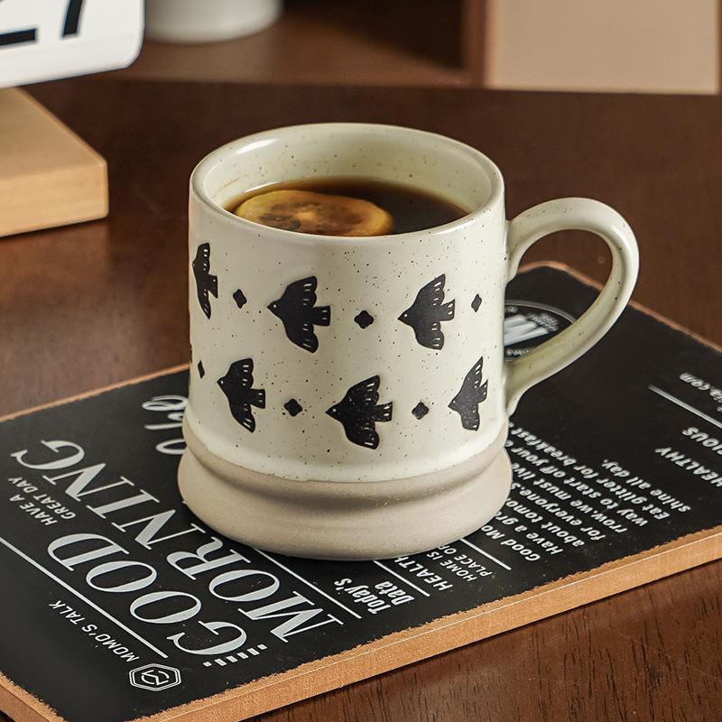 Creative Handcrafted Japanese Retro Coarse Earthenware Coffee Cups Afternoon Tea Household Drinking Cups  High Appeartion Level Ceramic Cups