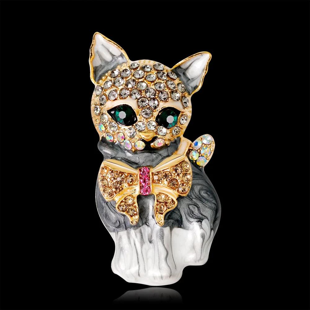 Exquisite Colorful Cat Metal Brooch Women's Men's Clothing Accessories Animal Brooches Children's Holiday Gift