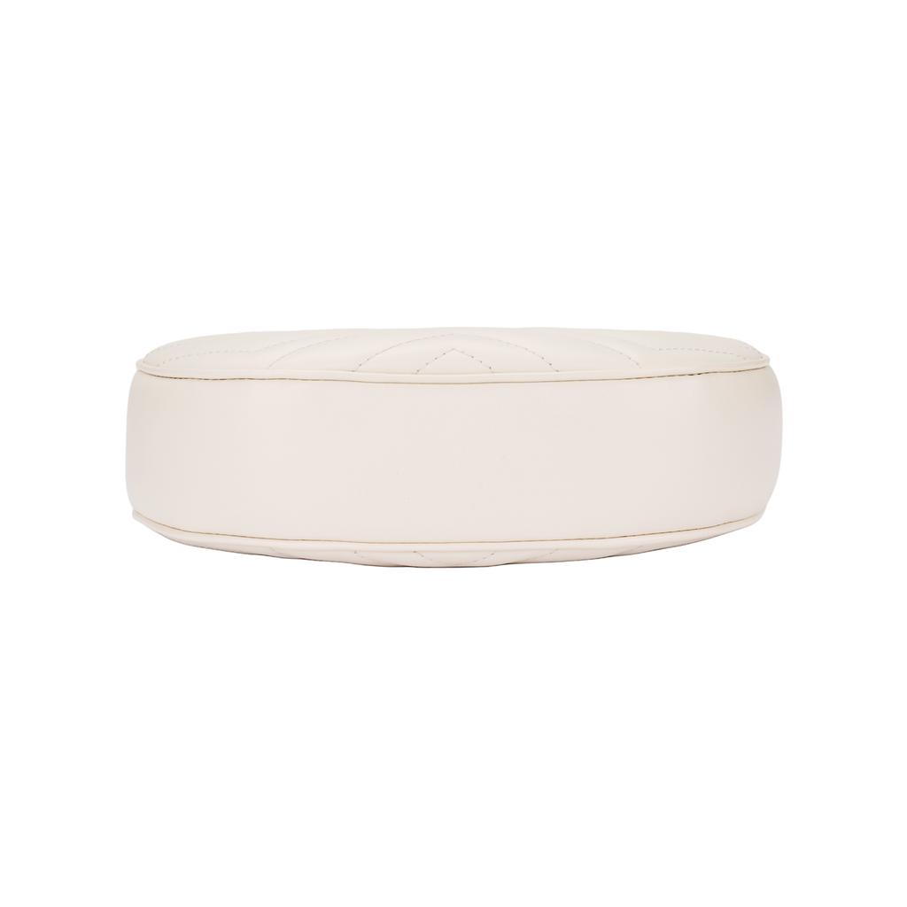 Gucci GG Marmont Half-Moon-Shaped Mini Bag Mystic White Women Top_handle 699514-DTDHT-9022