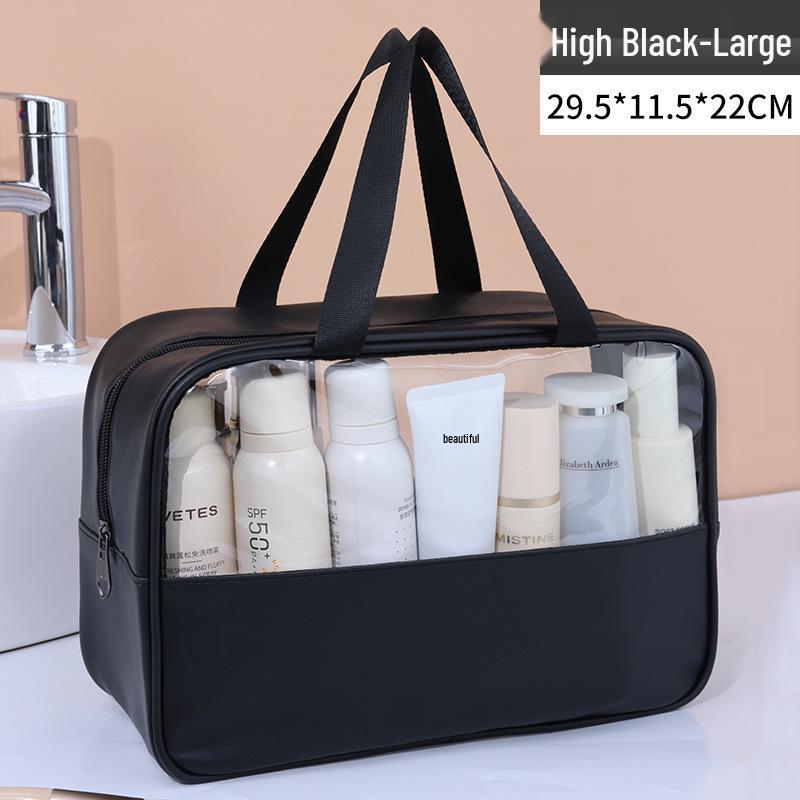 Patchwork Transparent PU Waterproof Toiletry Bag - Large Capacity & Travel-Friendly.