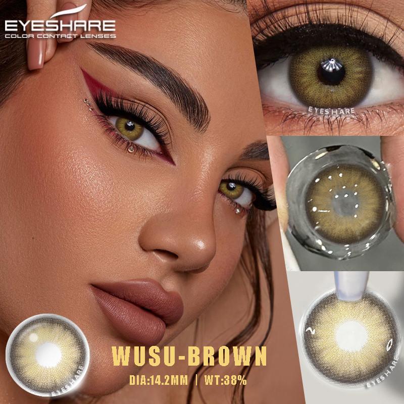 Eyeshare 2 buc = 1 pereche Lentile de contact colorate pentru ochi Ochi albaștri Lentilă de culoare Lentilă roșie Lentilă naturală anuală 14,2 mm