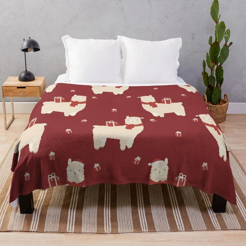 Cartoon Llama Flannel Throw Blanket Cute Kawaii Wild Animals for Bed Sofa Couch King Queen Full Size Super Soft Lightweight Warm