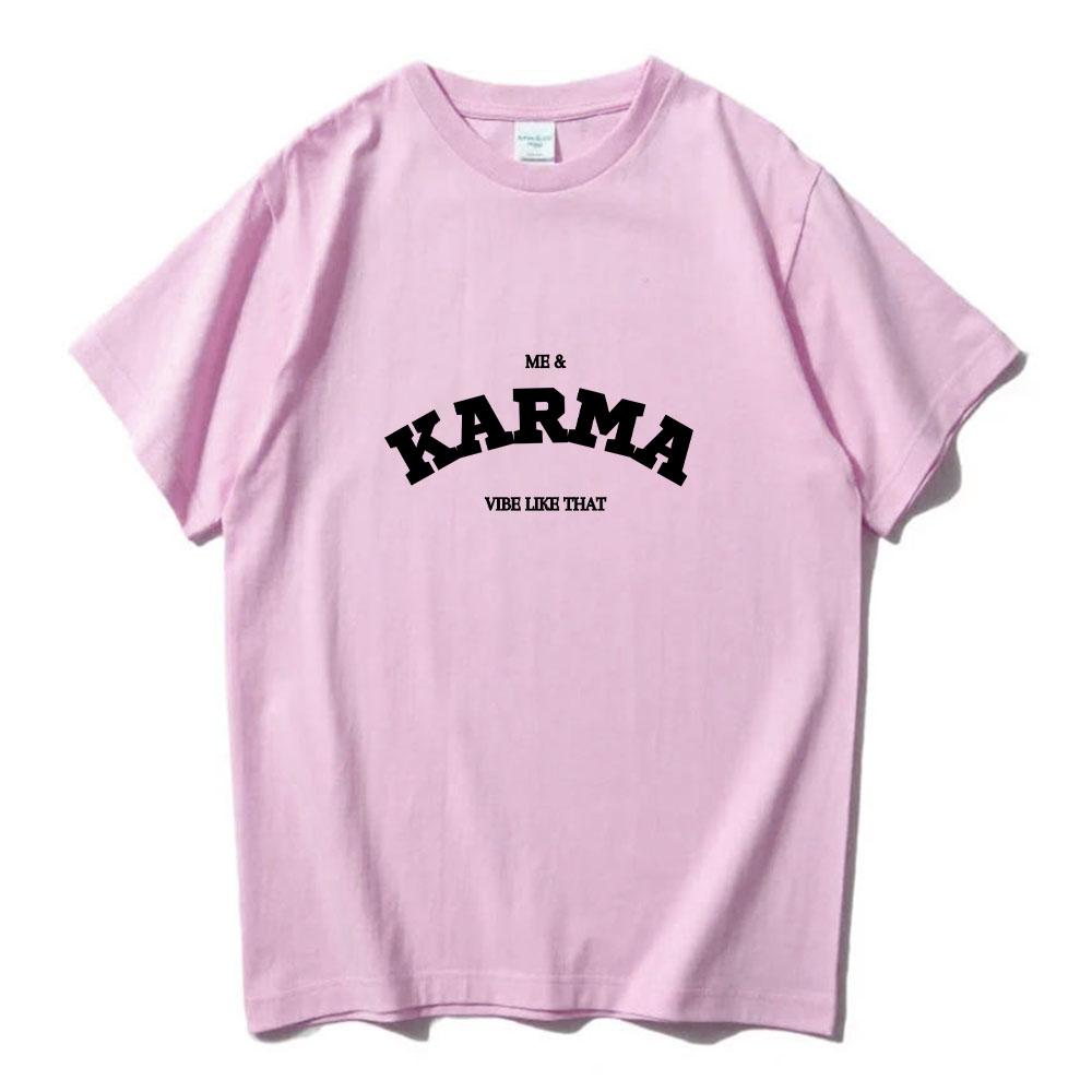 Karma Is A Cat T-shirts for Spring Round Neck Print Tee-shirt Funko Pop Fashion Cotton Tshirt Ropa Hombre Comfortable Clothes