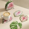 Acrylic Monstera Leaf Coaster Tropical Green Plant Cup Mats Anti-Slip Cup Holders Countertop Protector Kitchen Drink Coasters