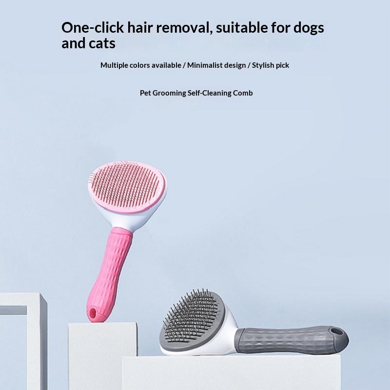Factory Custom Dog and Cat Hair One Key Remove Hair Comb Pet Massage Shedding Remover Pet Self Cleaning Cat Grooming Brush