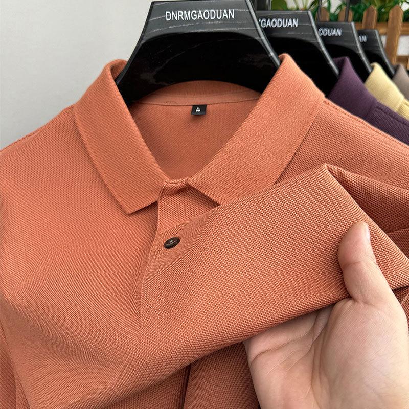 Men's Solid Color 100% Cotton Polo - Short-Sleeve, Summer Casual Lapel Top for Middle Age