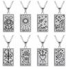 Stainless Steel Tarot Card Necklace  Plated Fortune Strength Heart Pendants Necklaces Divination Jewelry