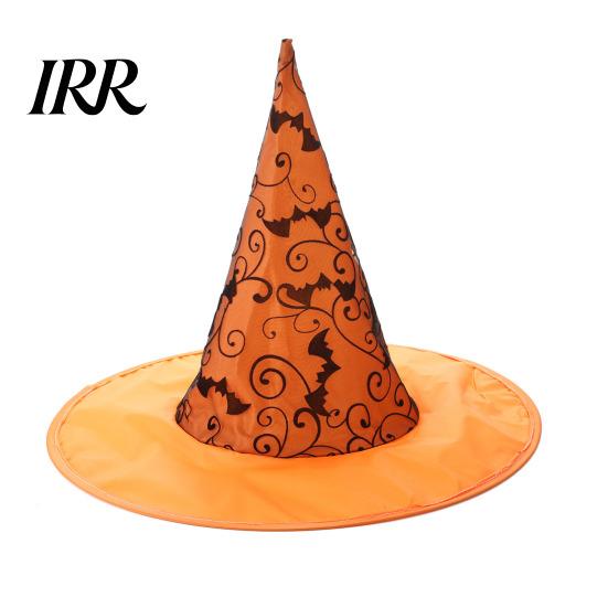Halloween Role Play Supplies Witch Hat, Bat Spider Web Print Wizard Hat Stiff Wide Brim for Cosplay Costume, Party Supplies, Stage Performance Props