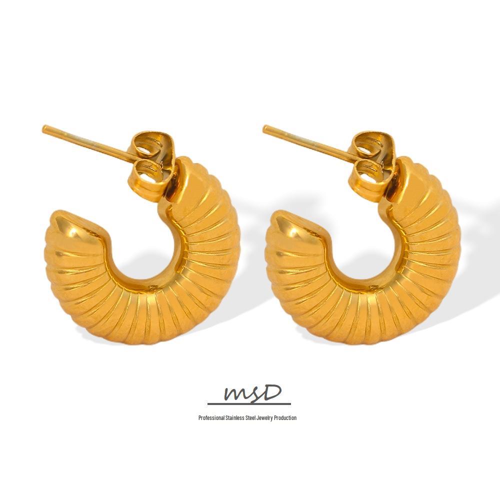 Retro Y2K Gold-Plated Stainless Steel Earrings - European & American Light Luxury Titanium Trend.