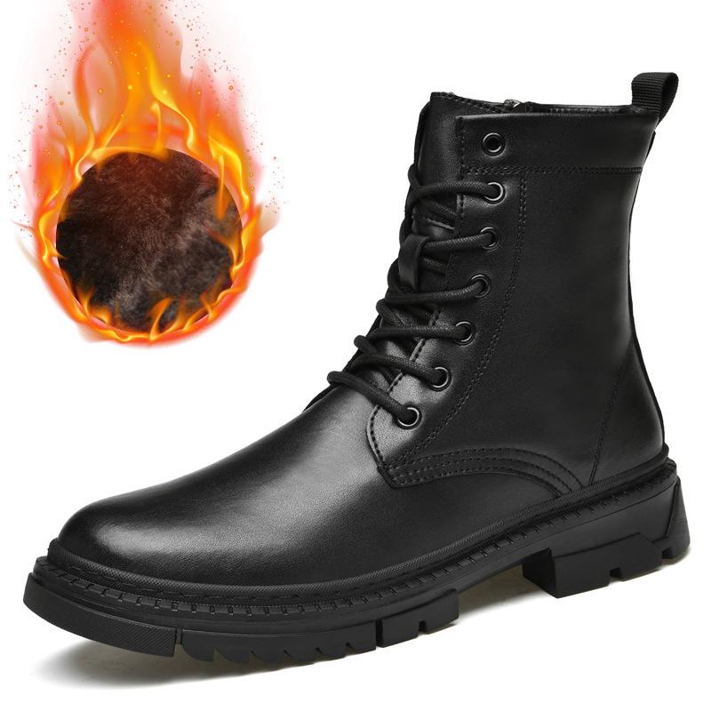 

Ботинки Мартин мужские прилив осень бархатные хлопковые туфли высокие ботинки из коровьей кожи приливные туфли средней высоты элегантные черные рабочие ботинки на мягкой подошве 49