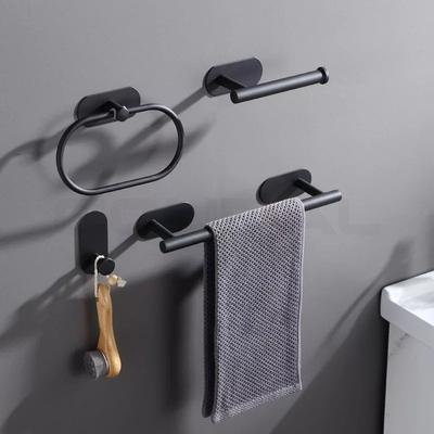 Handtuchhalter für Badezimmer, kein Bohren, Edelstahl, schwarz, Badezimmer-Zubehör-Sets, Toilettenpapierhalter, Handtuchhalter