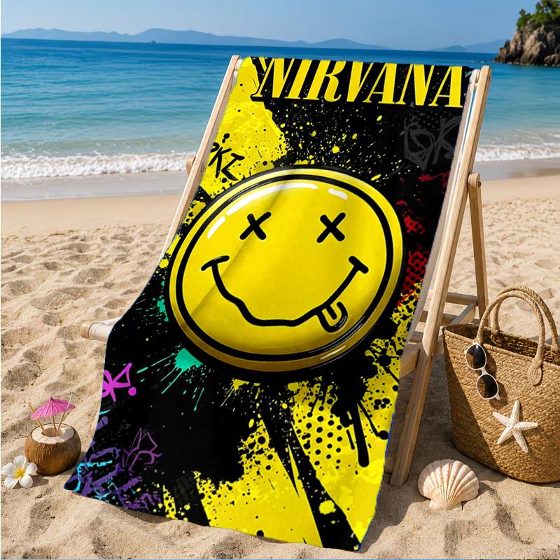 1PC Nirva-na Microfiber Beach Towel, Soft Lightweight And Quick-Dry, Ideal for Summer Travel, Beach Essential, Swimming Pool Gift