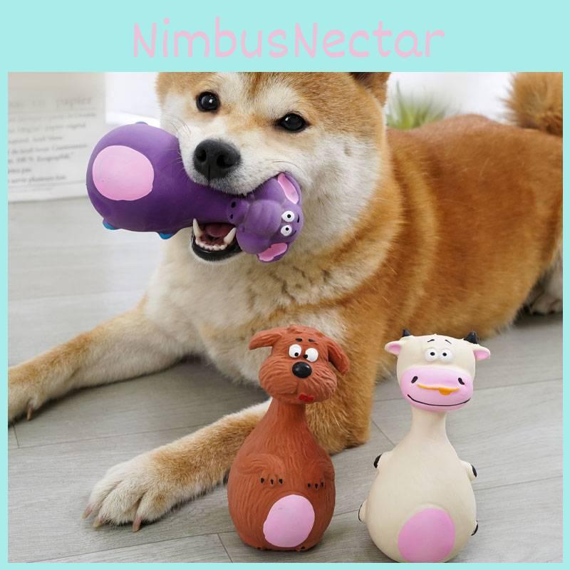 Vibrant And Engaging Squeaky Rubber Dog Toy In Adorable Cartoon Character Shapes