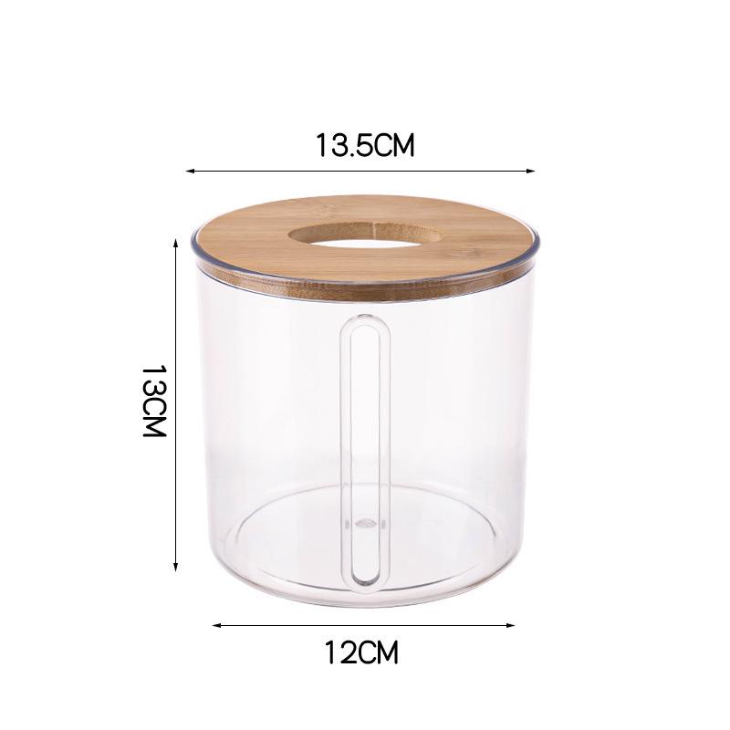 Nordic PET Transparent Tissue Box with Bamboo Lid - Creative Living Room Napkin Holder