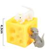 3pcs Mouse Drill Cheese Finger Anti Pressure Toy Elastic Stretch Mouse Hidden In Cheese Hole Block Stress Relieving Latex Toy