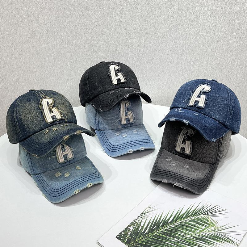 Hat Baseball Cap Cowboy Washed and Old Letter Men's and Women's New European and American Simple Korean Version Soft Duckbill Hat with High-end Feel