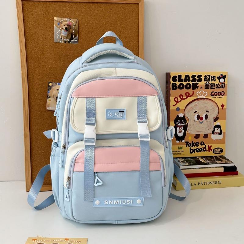 High-value Burden-reducing Schoolbag Female College Student, Contrasting Color Large-capacity Backpack Male Junior High School Niche Backpack