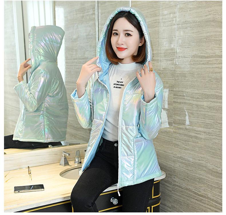 Colorful and Shiny Leather New Cotton Jacket Cotton Jacket Women's Short Jacket Korean Version Loose Cotton Jacket Women's Coat  Down Cotton Jacket
