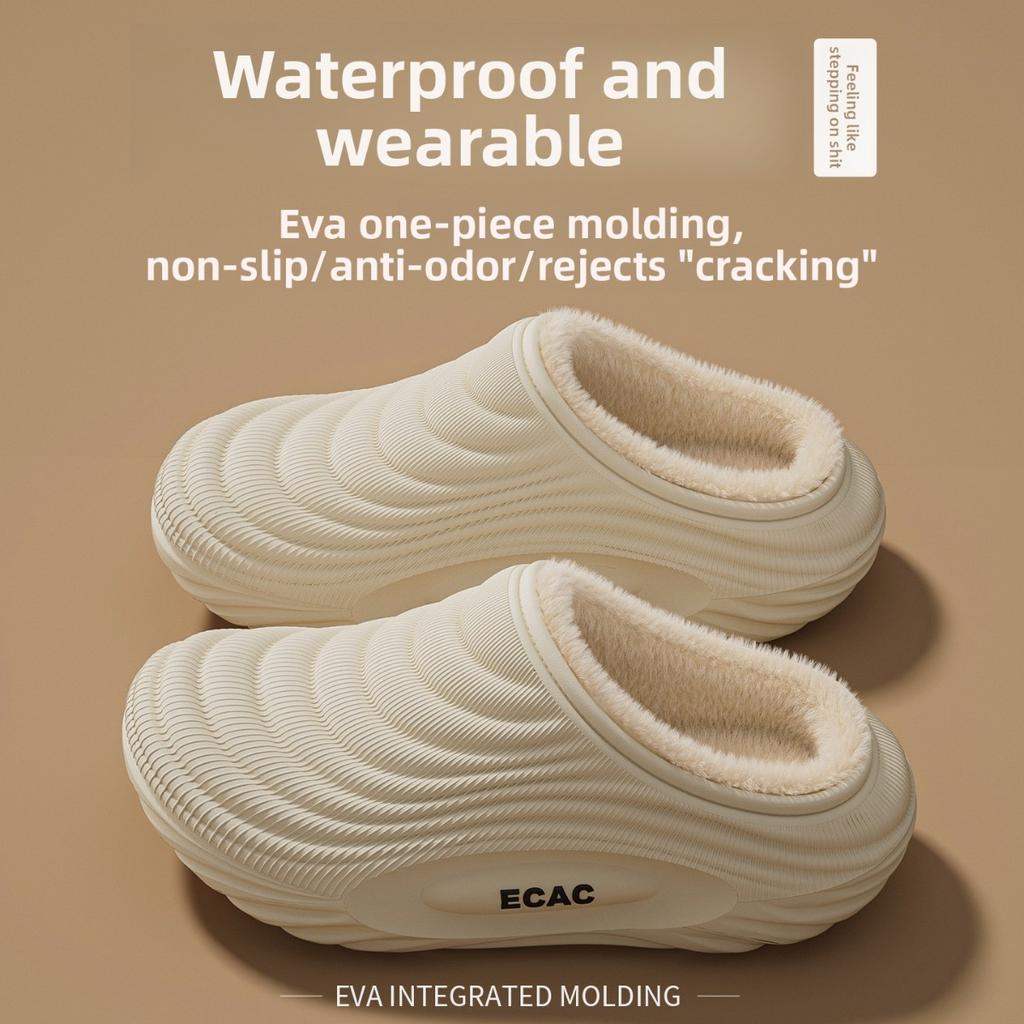 Winter Baumwollpantoffeln für Damen, Indoor Zuhause für Paare, Fleece für Wärme, Wasserdichtigkeit, Outdoor-Tragen, Rutschfeste Baumwollpantoffeln für Herren