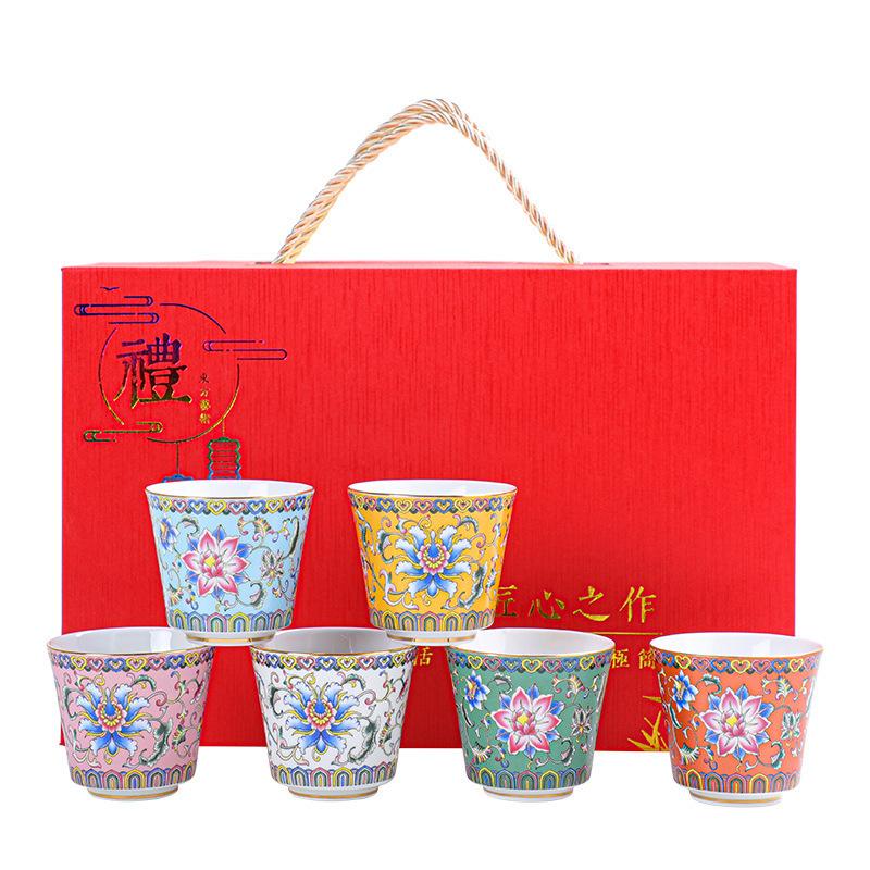 Keramik-Emaille Meistertasse Teegeschirr Kung Fu Teetasse Persönliche Verkostungstasse Mehrfarbige Emaille Teetasse