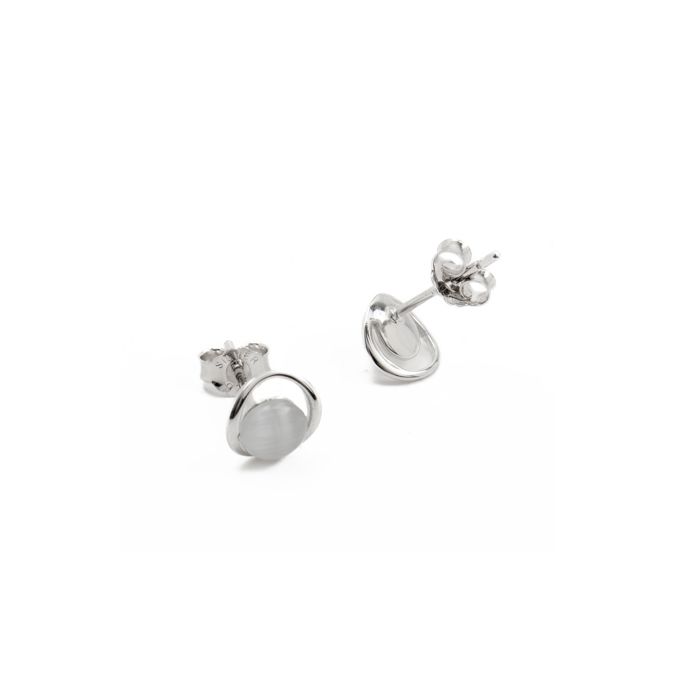 Boucles d'oreilles argent 925 œil de chat plaqué finition en rhodié - Jesoa