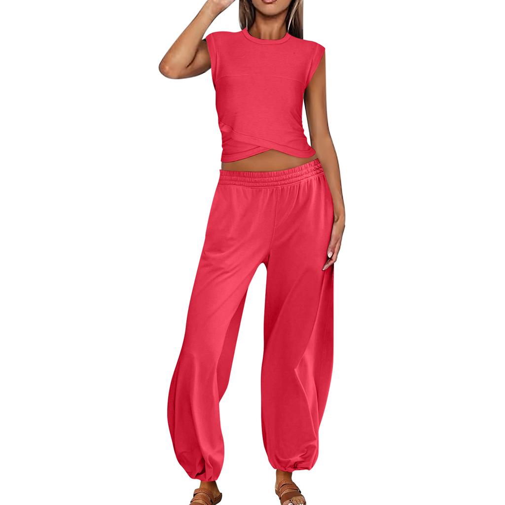2 Piece Sets For Women Casual Summer Outfits For Women Cropped Top Sweatpants Matching Sets