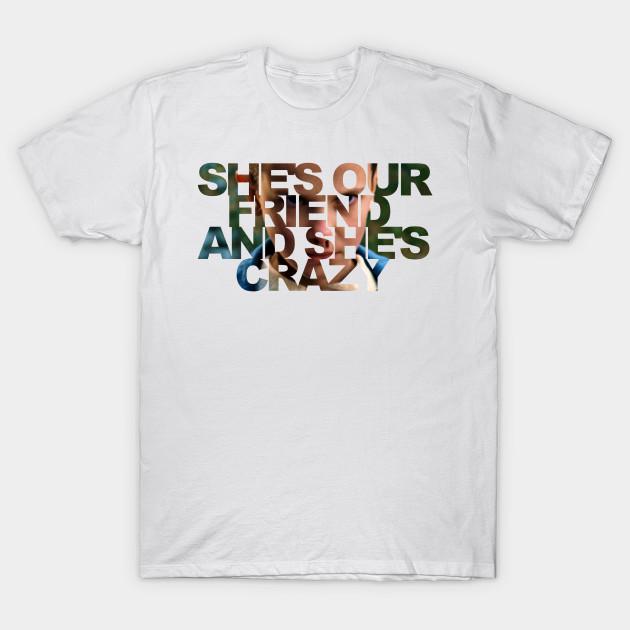 

Men Black Print T-shirt She S Our Friend And She S Crazy No-Cut Transfer Paper Print Cotton Tshirt 2XL білий