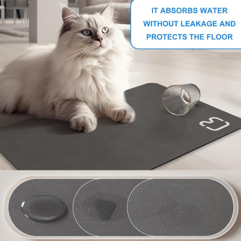 Pet Food Bowl Mat Placemat With Super Absorbent Layer Feeding Station Surfaces For Easy Cleaning Large Size