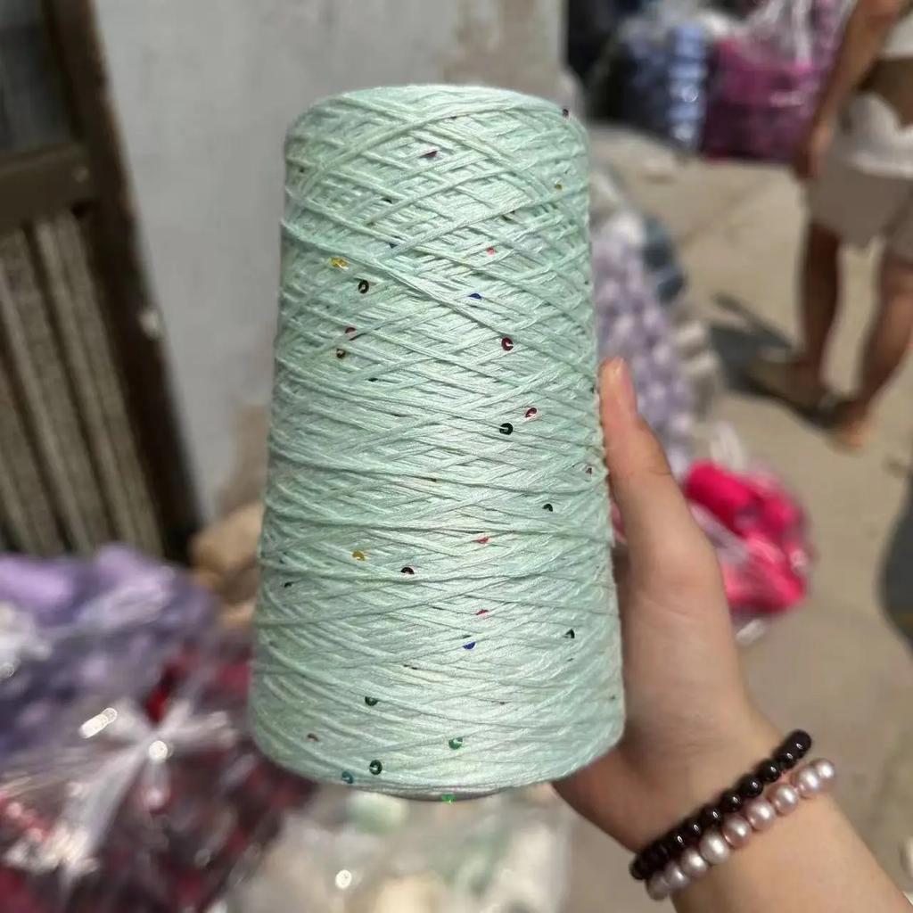 400g Pearl Sequin Yarn Thread,Cotton Thread Handmade DIY Crochet Thread, Soft Summer Hand Woven Yarn Knitting&Crocheting