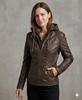 Brown Hoodie Jacket Genuine Lambskin Leather Casual Fit Stylish Women's Handmade