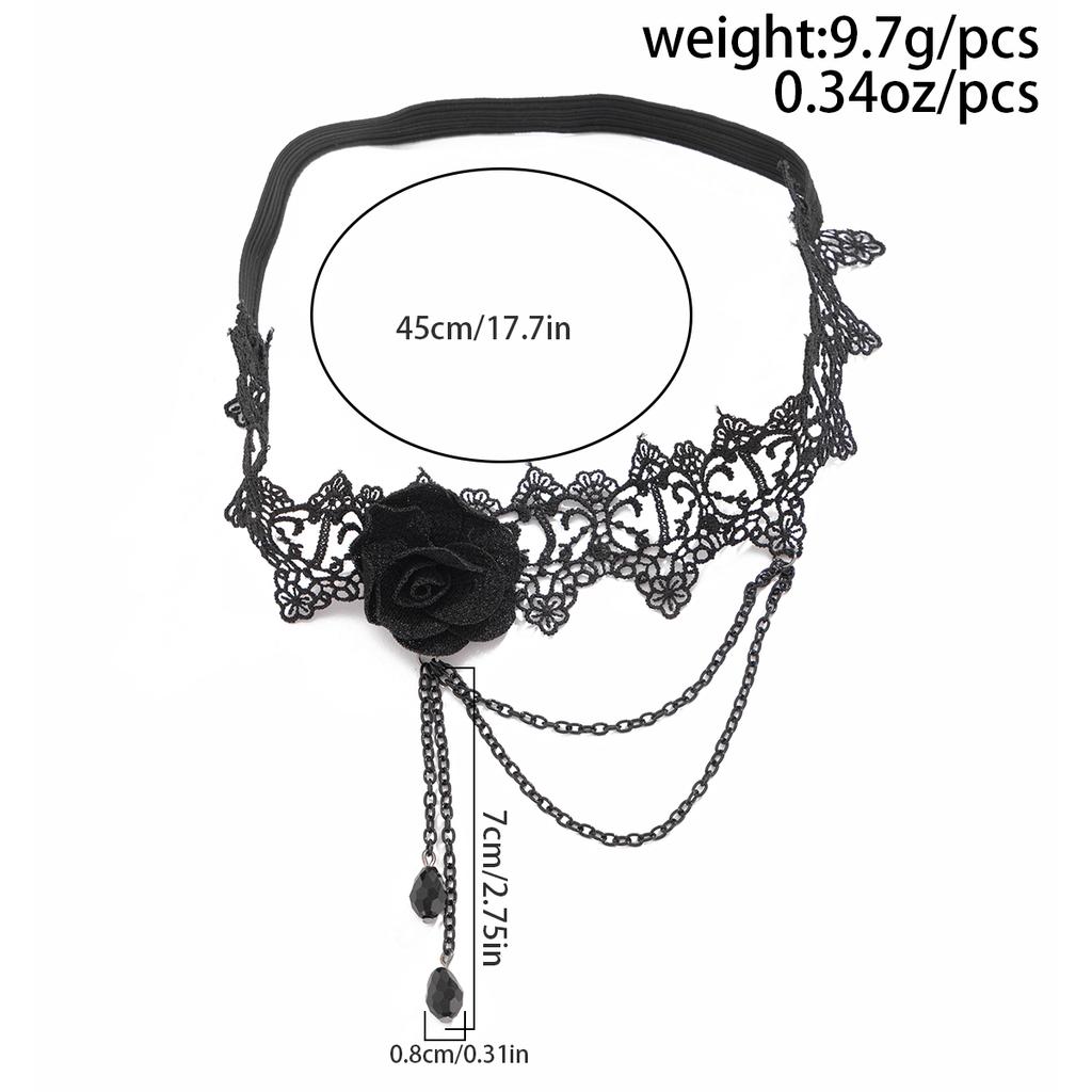 Salircon Sexy Black Lace Elastic Band Thigh Chain For Women Trend Blood Red Crystal Tassel Pendant Rose Leg Chain Body Jewelry