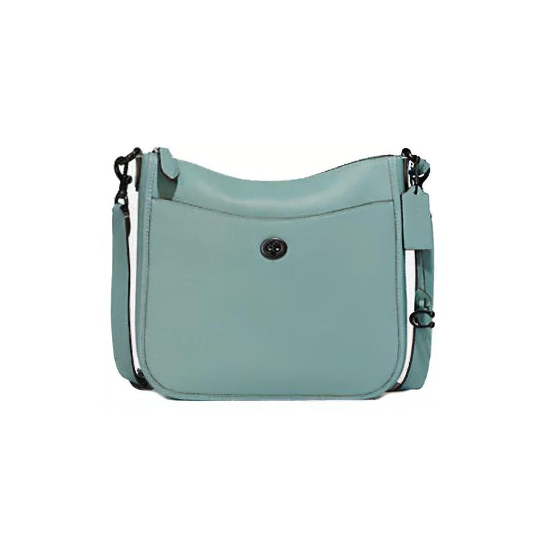 Coach Chaise 27 Pebbled Turnlock Zip Leather Crossbody Shoulder Bag Large Women's Mint Green