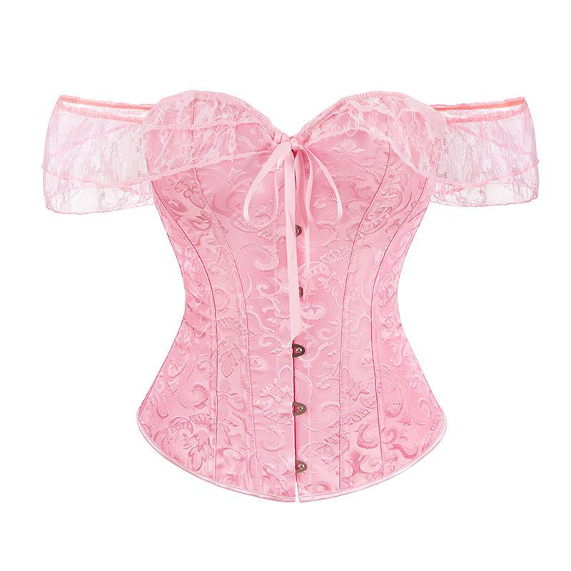 Corset Vintage Lace Trim Waist Shaper With Boning For Women Summer Fashion