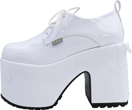 Yosuke Platform Sandals, Women's, White Enamel, Sizes 22.0cm-22.5cm, 4450055
