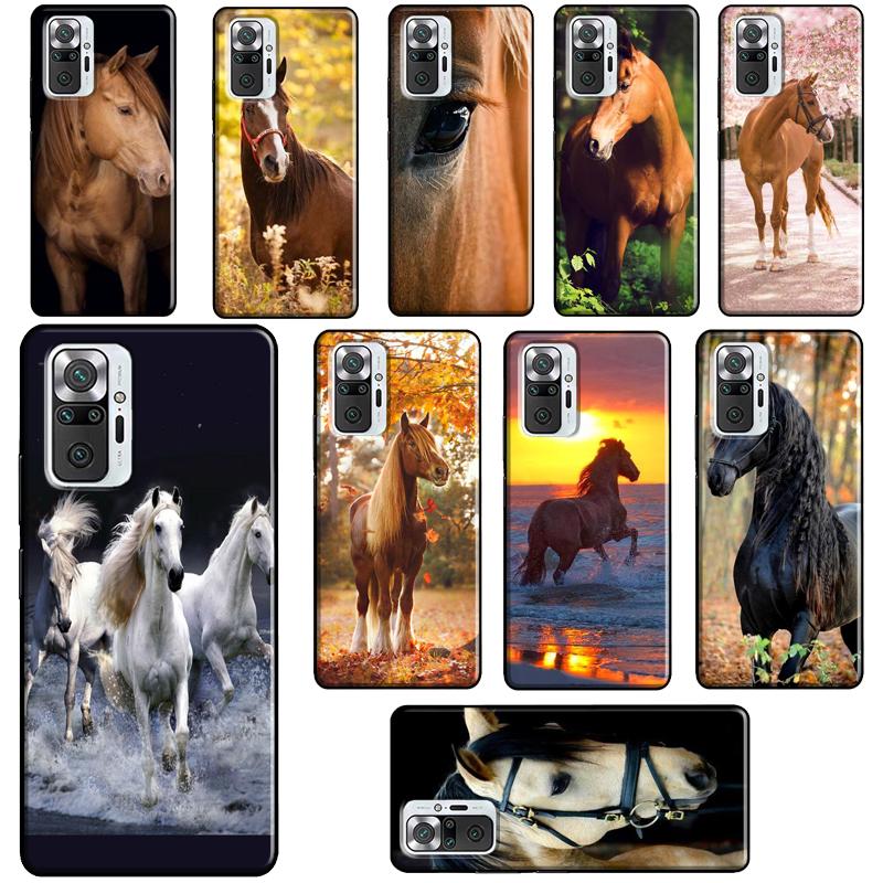 Beautiful Elegant Brown Horses Case For Xiaomi Redmi 10 9 9T 9A 9C Cover Coque For Redmi Note 11 Pro 7 8 9 10 Pro 10S 11S