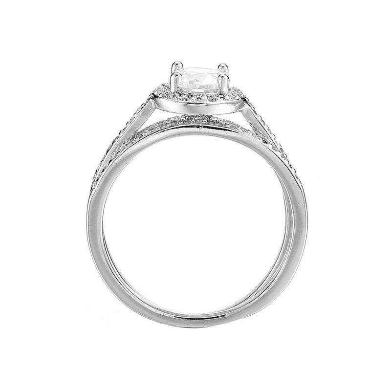 1PC Weißgold Zirkon Ring Fingerband Strass Ring Schmuckstück Charm Paar Verlobungsring