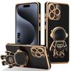 Silikona vāciņš - Triecienizturīga aizsardzība - iPhone 15 Pro - Astronauta statīvs - Melns - Unikāls dizains