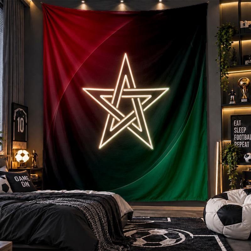 Wall Hanging Tapestry Morocco Football Print Cloth for Living Room Bedroom Home Decor