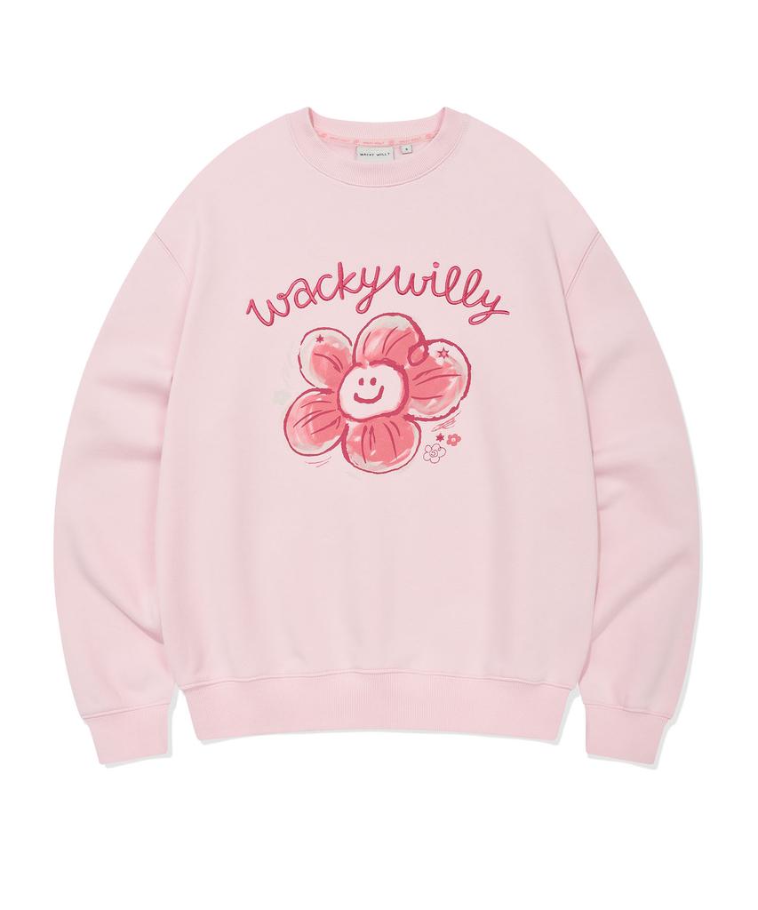 Wacky Willy [26Ss] Women'S Big Lily Graphic Sweatshirt Pink