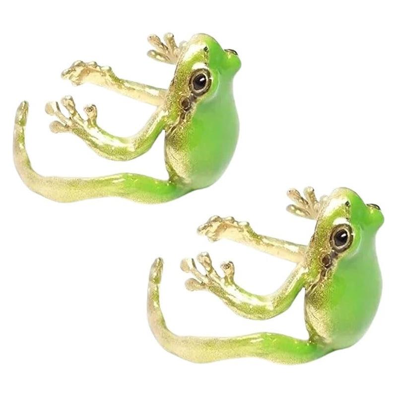 Mini Cute Green Frog Ring Quirky Funny Metal Animal Adjustable Finger Ring Jewelry Boys Girls Couple Birthday Party Gift