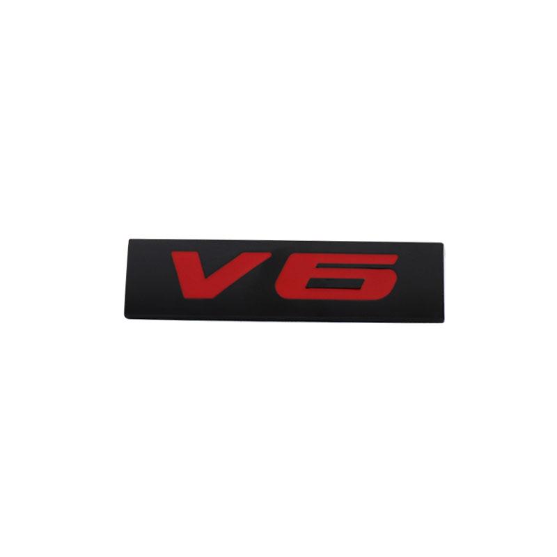 

Premium V6 V 6 for Universal car Engine Hood Fender trunk Tail Rear Bonnet Nameplate Decal Emblem Badge Sticker ban-black-red